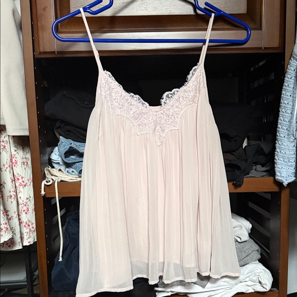 Express Light Pink Lace Trim Camisole